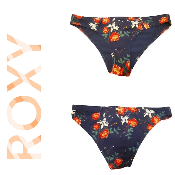 ROXY large navy floral frill bikini bottom EUC - Picture 7 of 7
